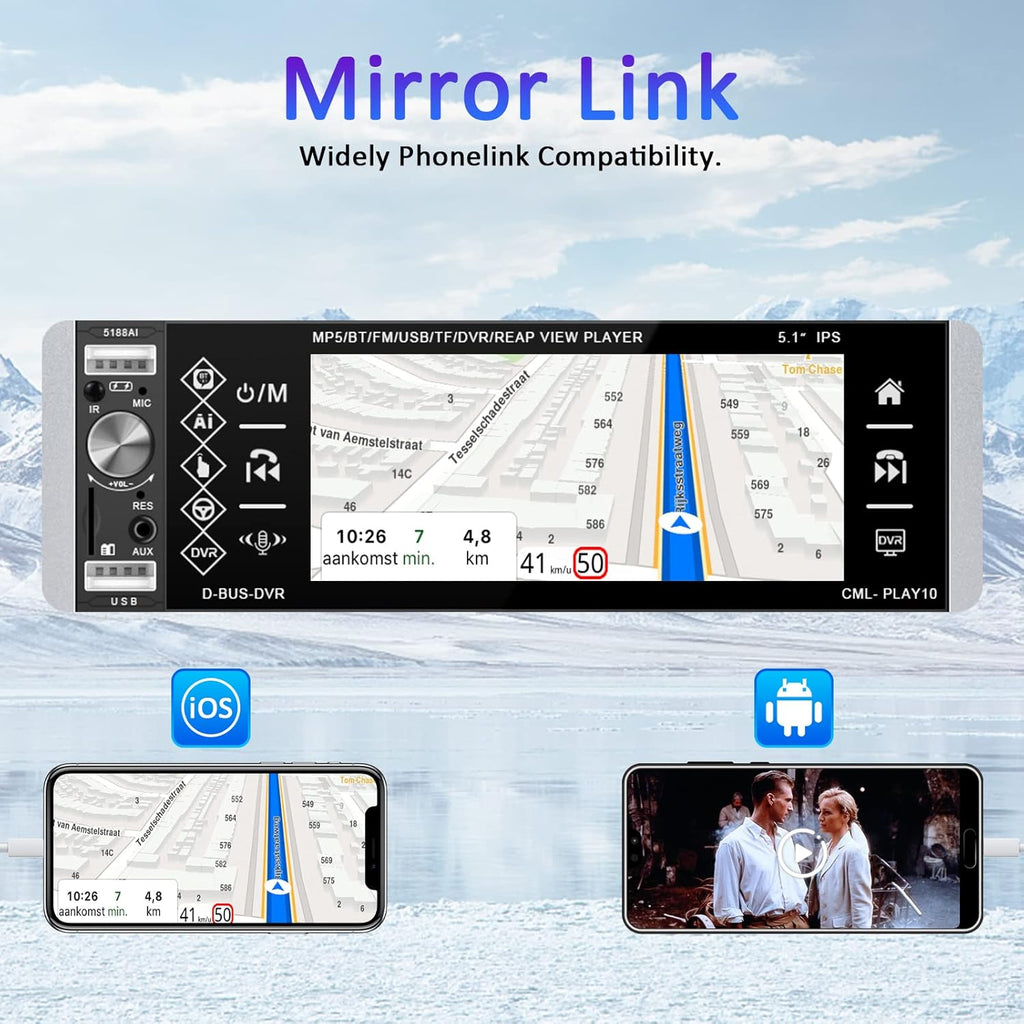 5.1 Inch HD Single Din Touchscreen Car Stereo with Bluetooth Backup Camera Z466