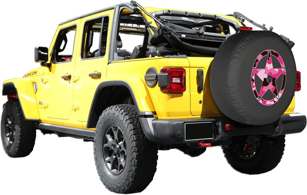 Camo Star Pink Print 32 Soft JL Tire Cover for Jeep Wrangler JL with Back-up Camera O230