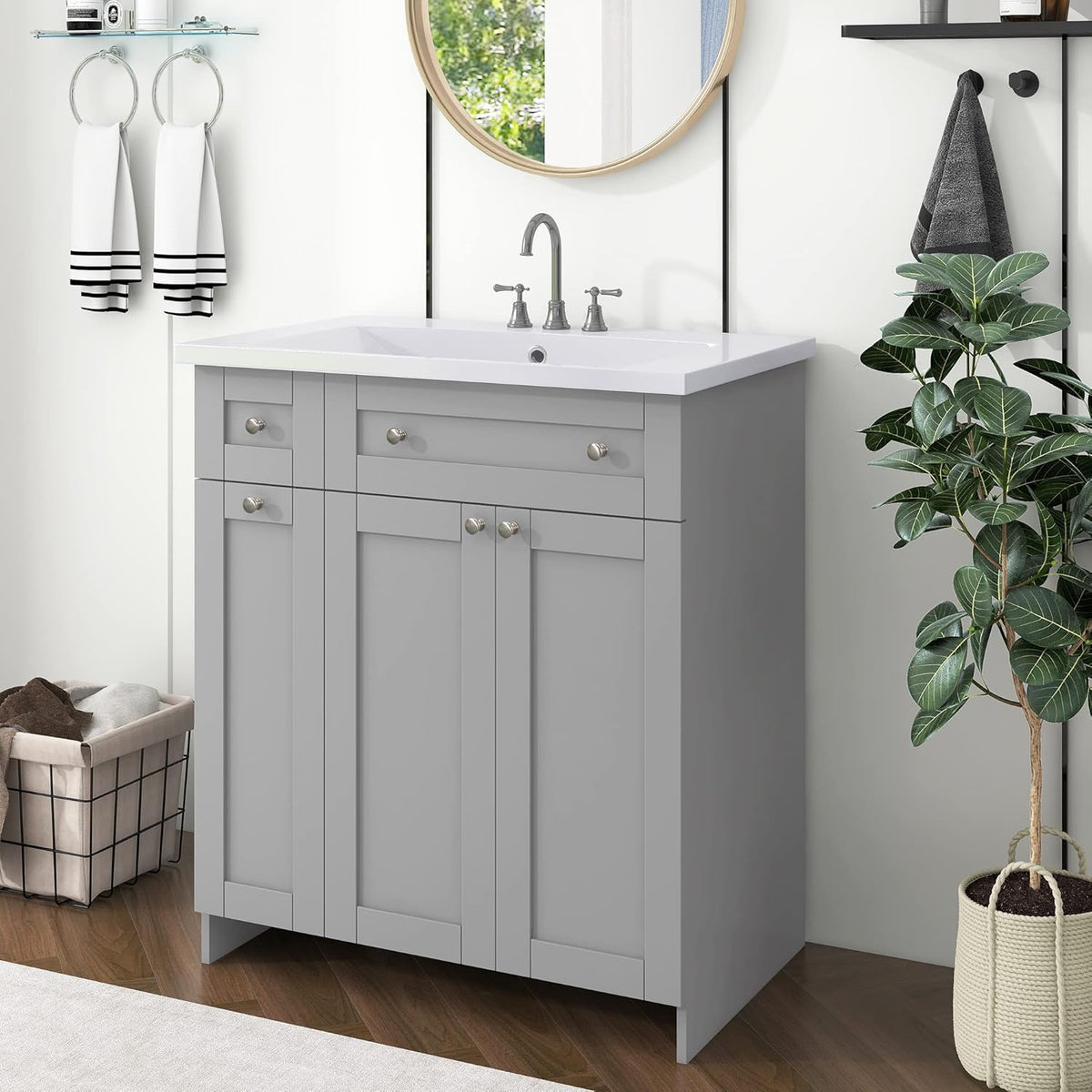 30" Grey Bathroom Vanity with Single Sink M907