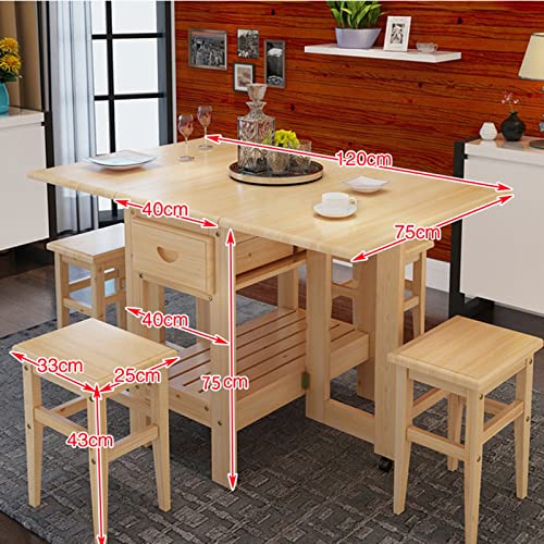 Foldable Drop Leaf Dining Table with Wheels Q300
