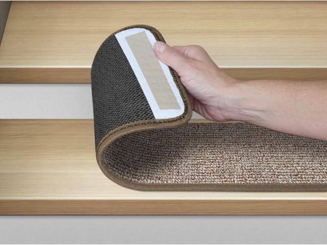 Set of 15 Adhesive Carpet Stair Treads Pebble Beige 9 in. x 36 in. S2200