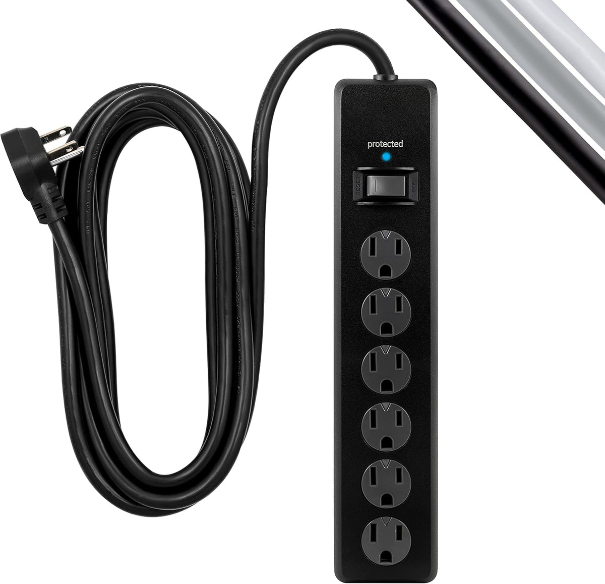 6-Outlet Surge Protector, 2 Pack, 20 Ft Extension Cord, White R3549