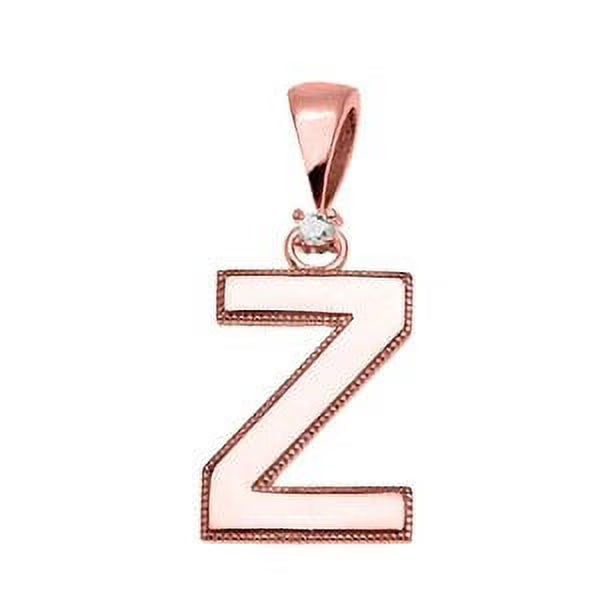 10K Rose Gold Diamond Initial Pendant Necklace X492641
