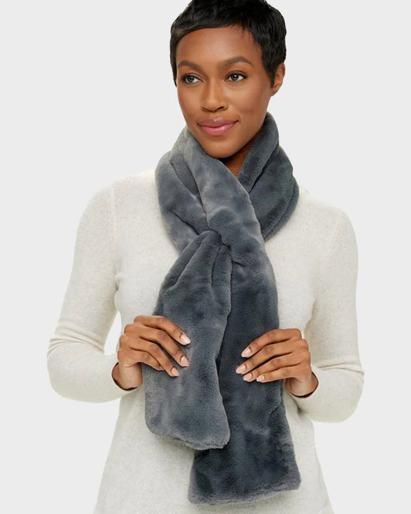 Faux Fur Pull-Through Scarf with Zipper Pocket S20993