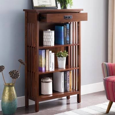Brown Slatted Bookcase F124042