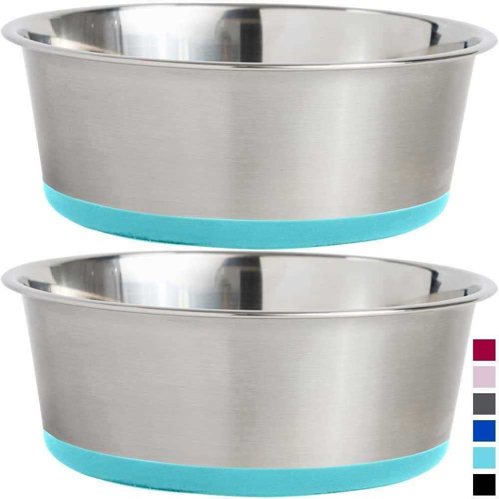 Stainless Steel Metal Dog Bowl Set of 2 with Rubber Base G3262