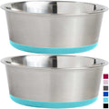 Stainless Steel Metal Dog Bowl Set of 2 with Rubber Base G3262
