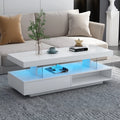 White LED Coffee Table with Storage and 2 Drawers Y649
