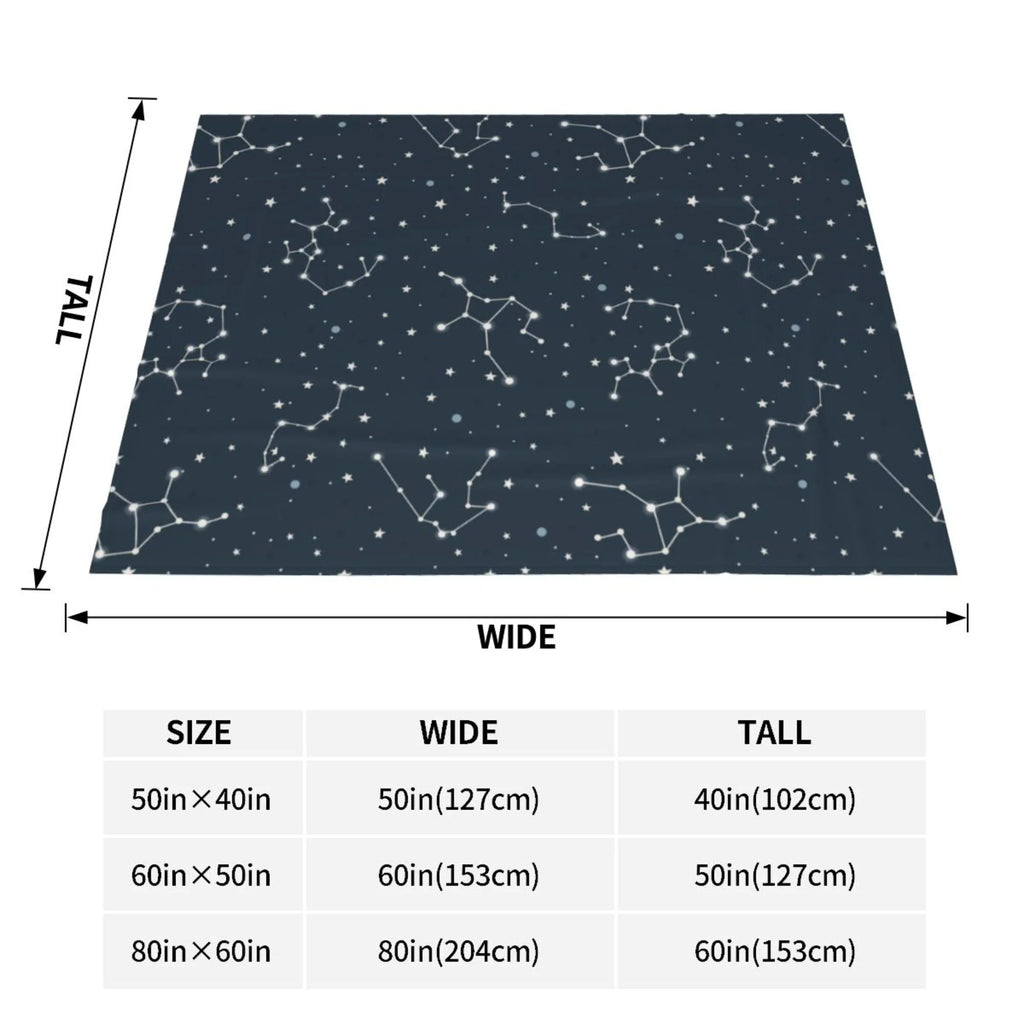 Blue Space Constellation Stars Pattern Plush Throw Blanket, 50" x 40" Z2136