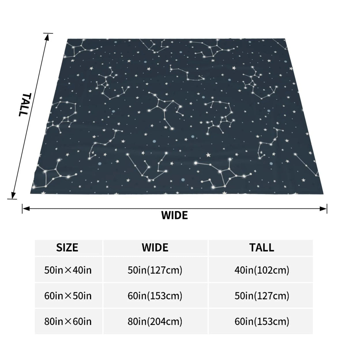 Blue Space Constellation Stars Pattern Plush Throw Blanket, 50" x 40" Z2136
