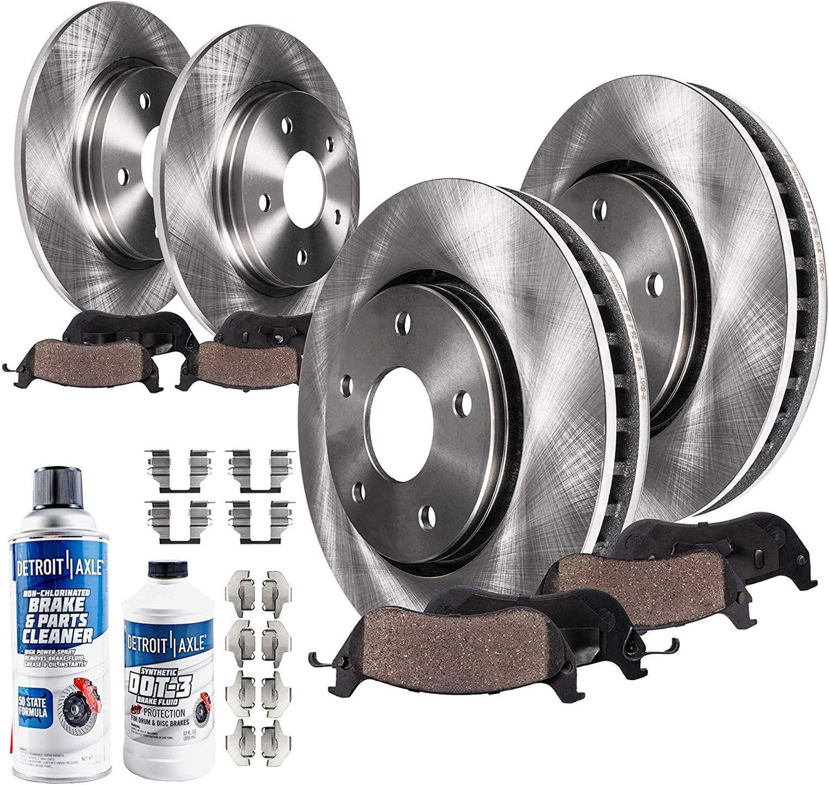 330mm Front and 328mm Rear Disc Rotors with Brake Pads 10pc Set W843