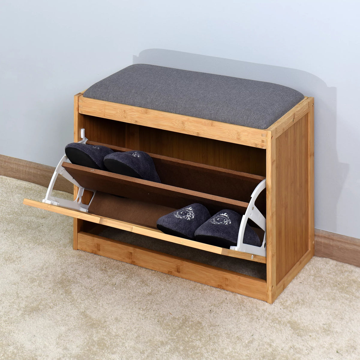 Narrow 2 Tier Bamboo Storage Bench K8480