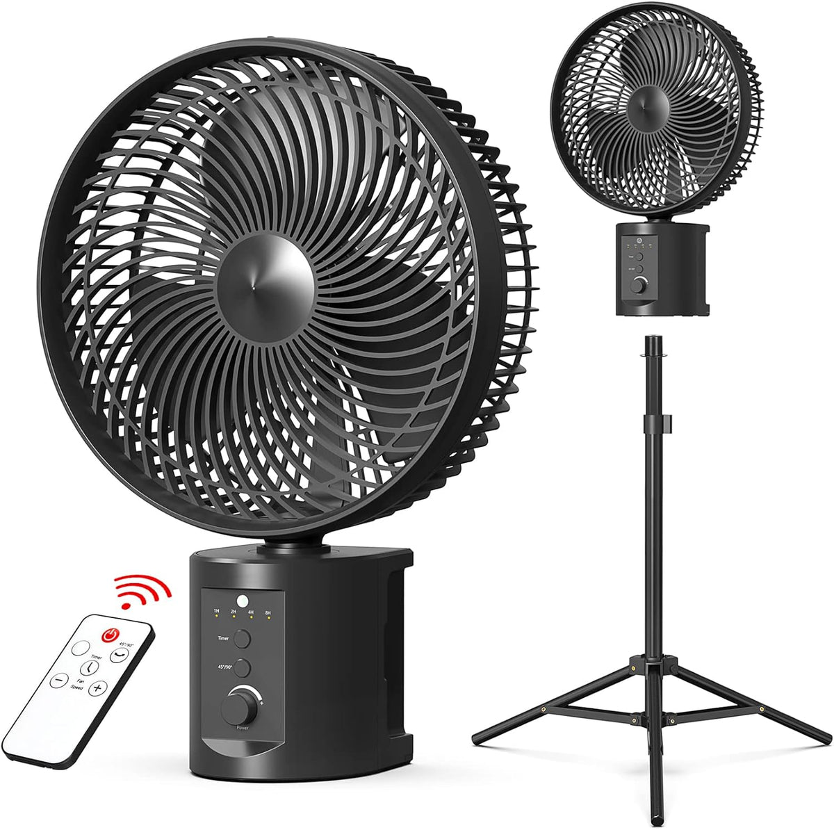 10 Inch Oscillating Rechargeable Battery Fan with Remote O6840