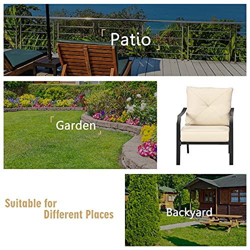 Set of 2 Black & Beige Patio Armchairs with Padded Cushions S2726