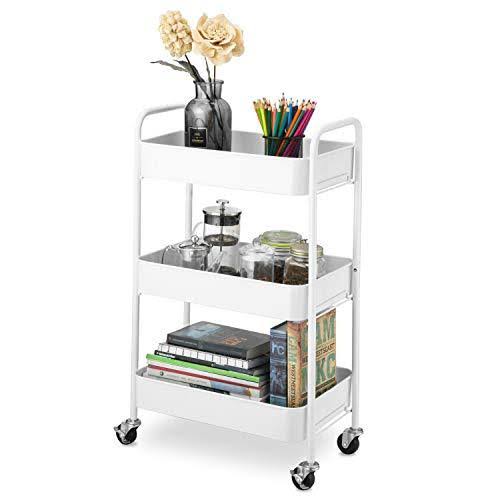 White 3-Tier Rolling Metal Utility Cart N906