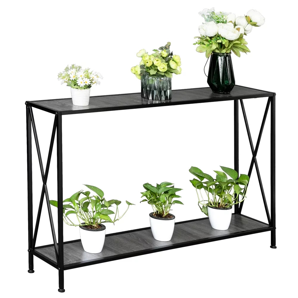 Black Narrow Console Table with Shelf L100974