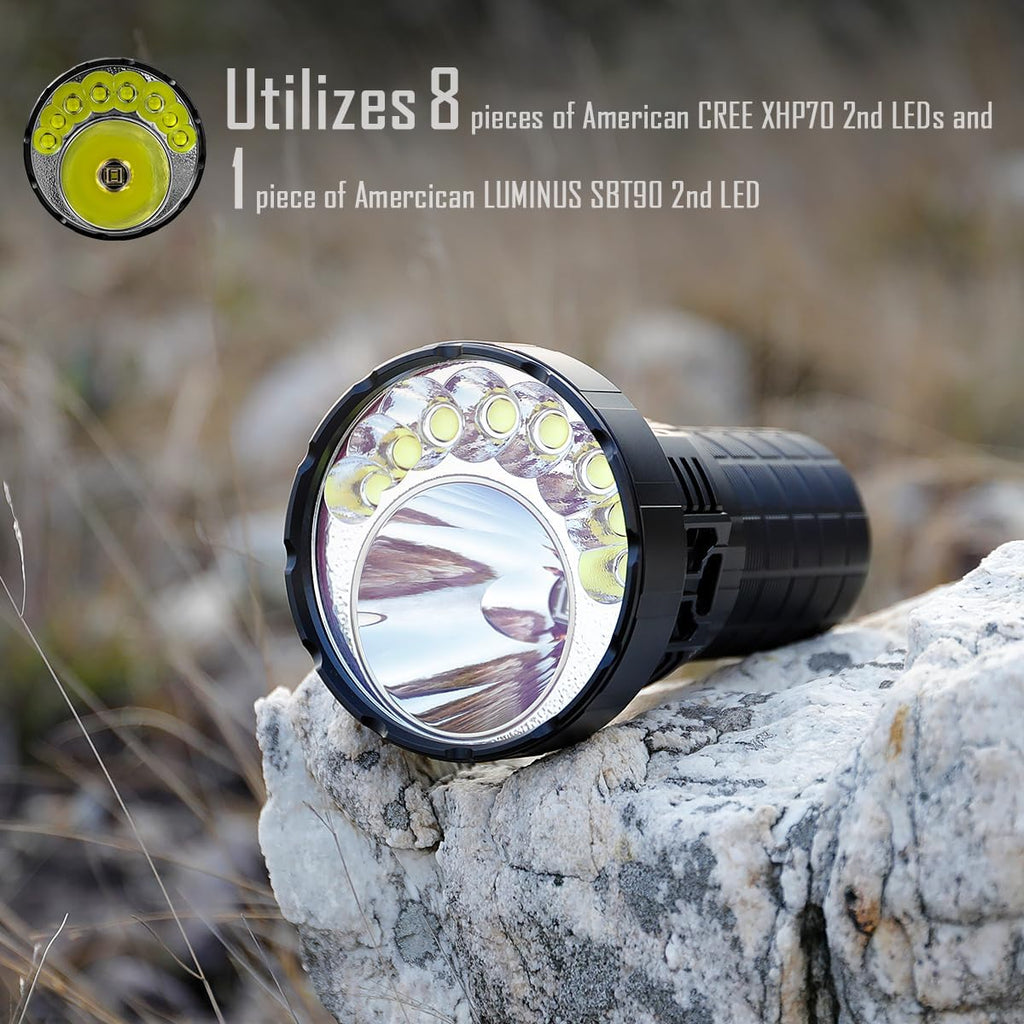 Rechargeable Flashlight 50000 Lumens with Cree XHP 70.2 LEDs A4891