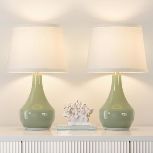 Modern Ceramic Table Lamps Set of 2 Grey Q642