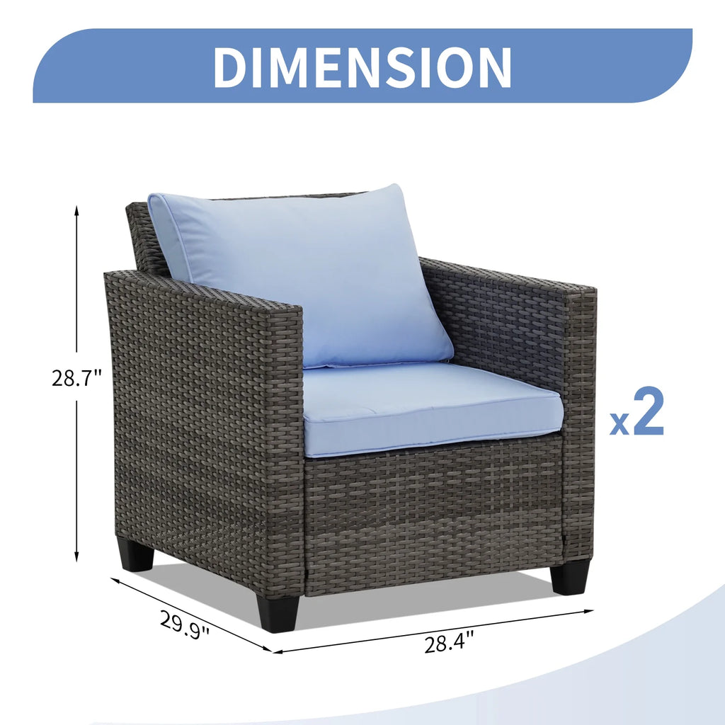Blue Rattan Wicker Single Chairs V449404