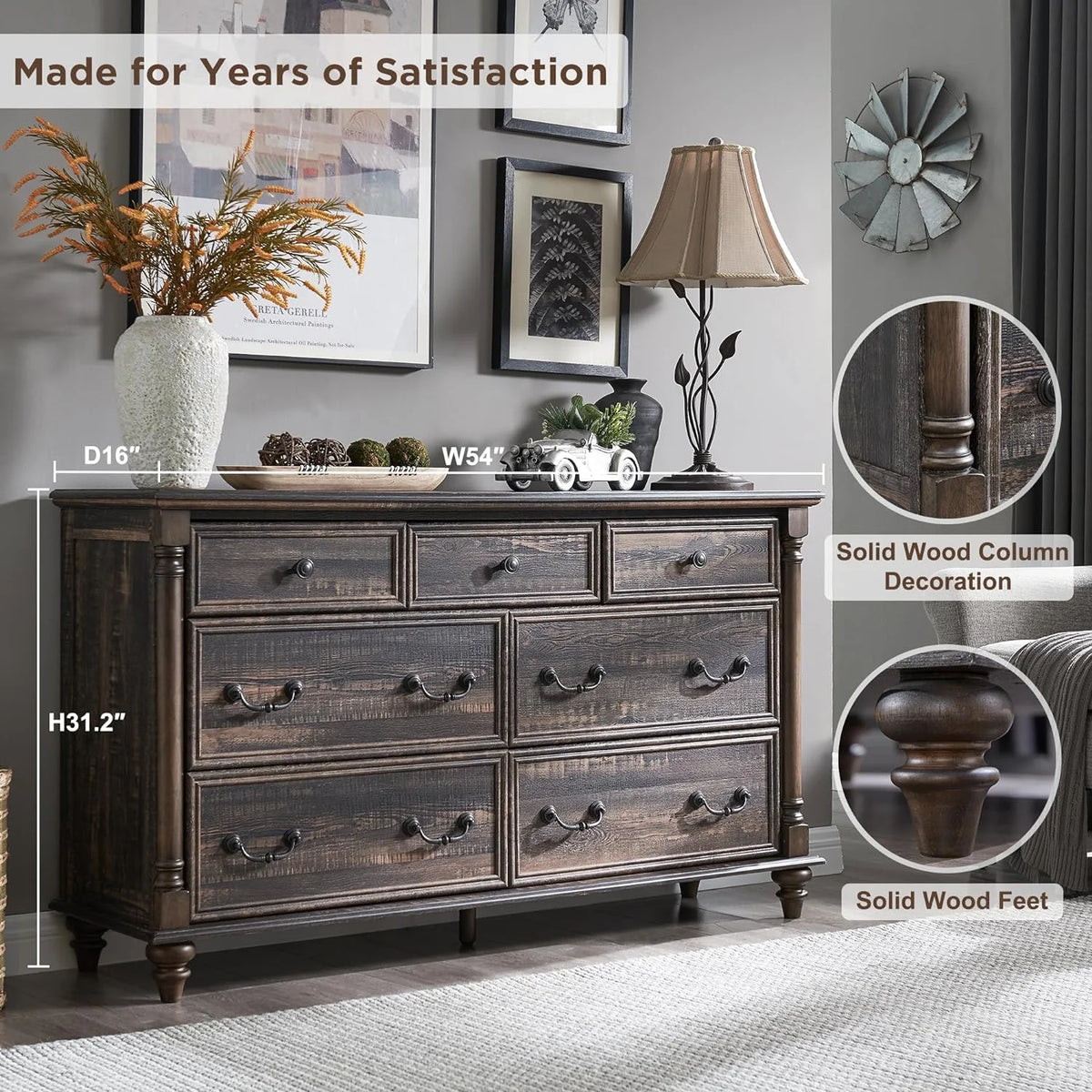 7 Drawer Wood Dresser E302590