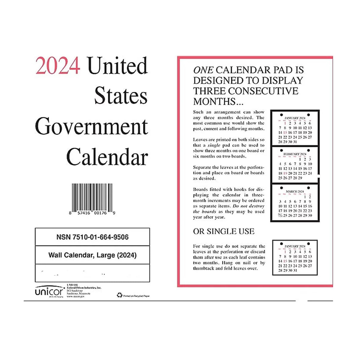 11 x 8.5 in. Monthly Wall Calendar, Pack of 10 I71626