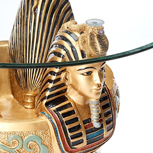 Three Heads of Tutankhamen Egyptian Coffee Cocktail Table, 31 Inch F2102
