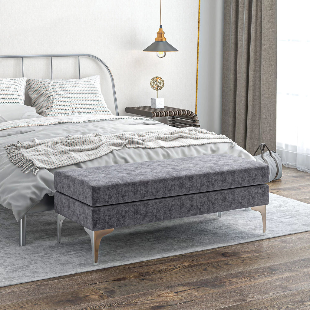 48" Dark Gray End of Bed Bench with Steel Legs N240114