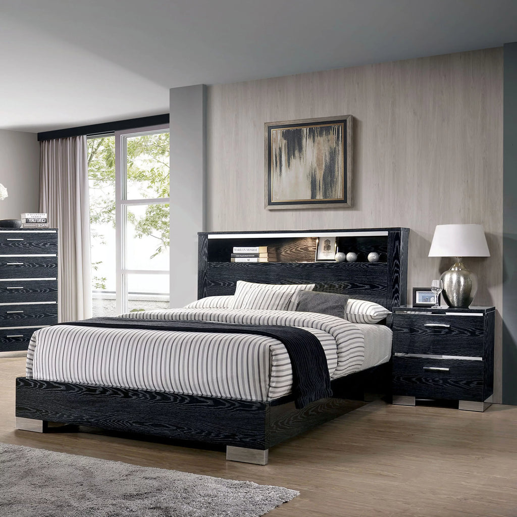 Queen Solid Wood Storage 2-Piece Panel Bed Set with USB Port G2160