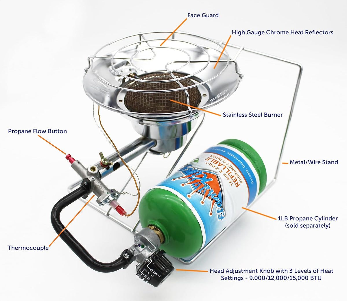 Portable Propane Heater Cooker 15,000 BTU Silver I51072