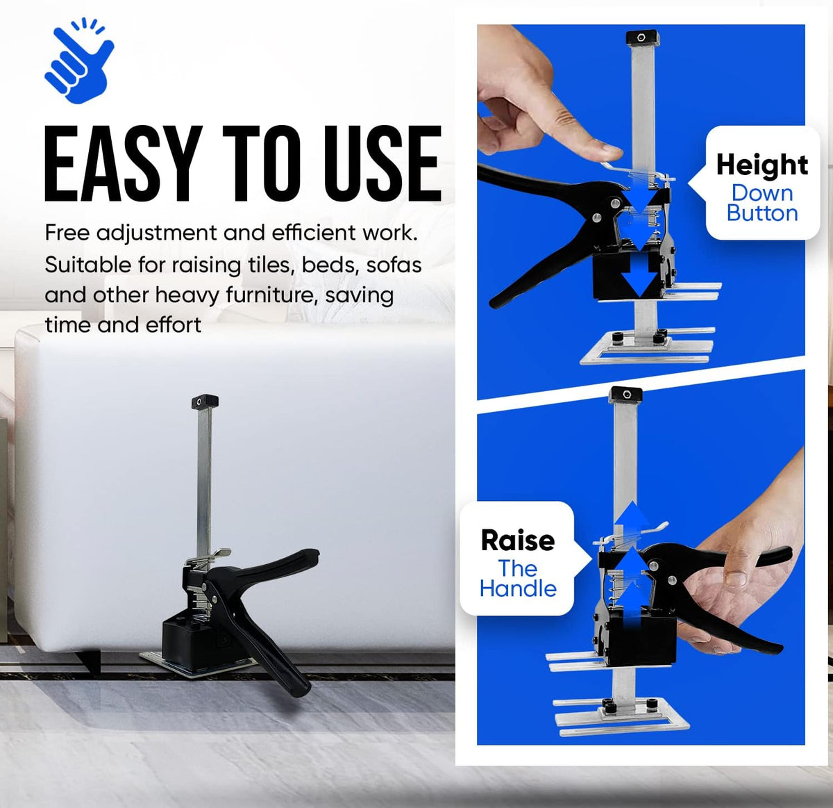 2PCS Black Hand Jack Lift, Up to 375 lb, 6.5 inch N8653
