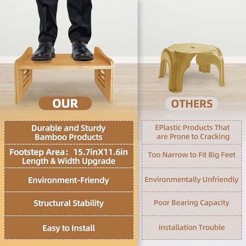 Bamboo Adjustable Under Desk Footrest with 7-Level Adjust R1205