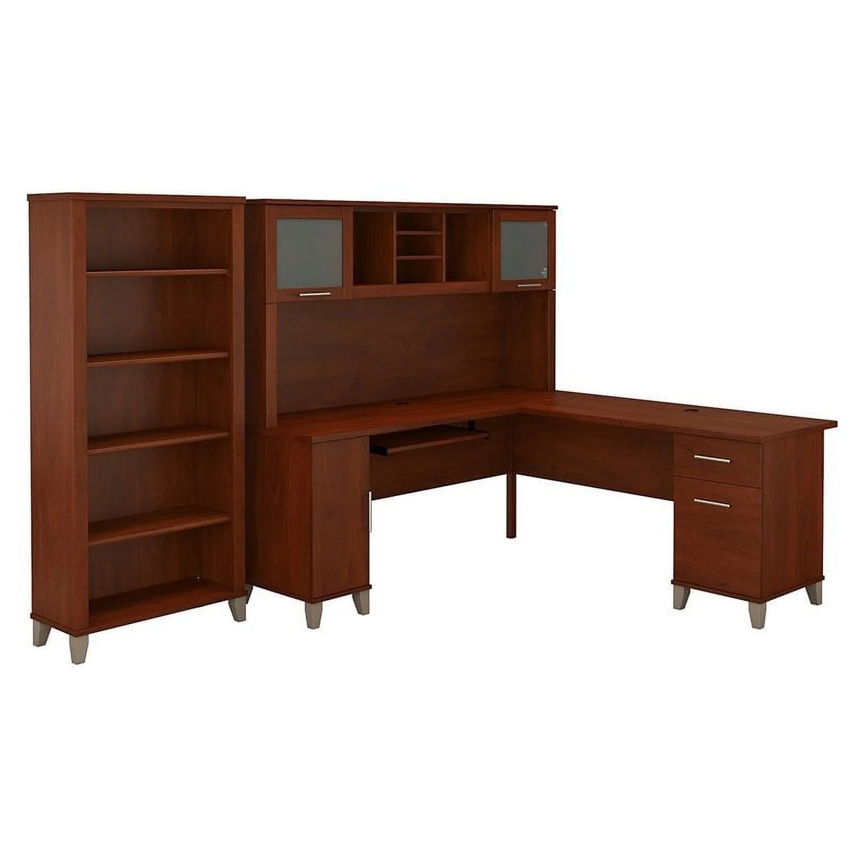 72W L Desk with Hutch & Bookcase A40846