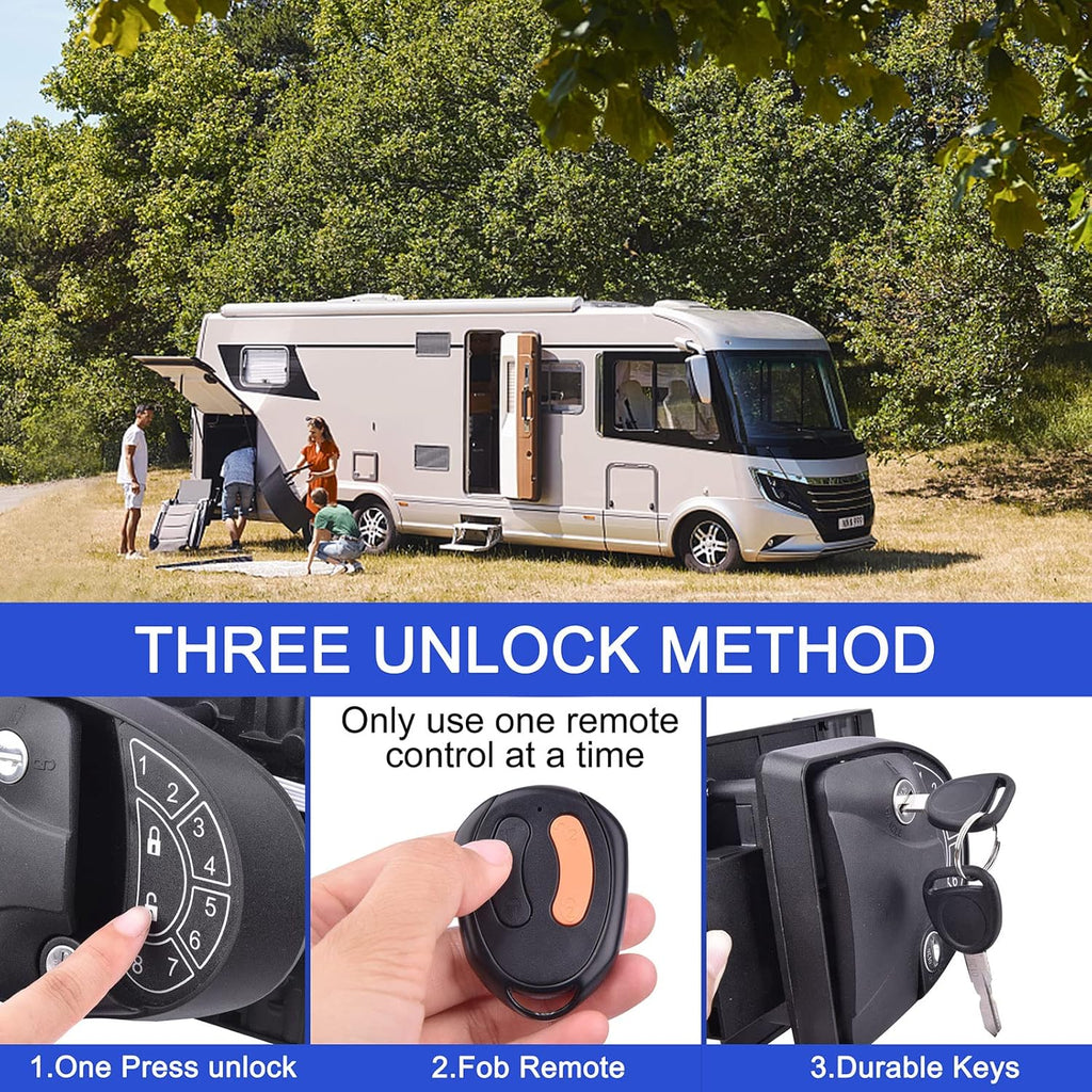 RV Keyless Entry Door Lock with Backlit Keypad and 2 Key Fobs C9284