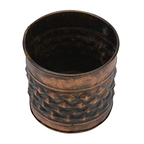 Decorative Diamond Textured Copper Metal Container G42212
