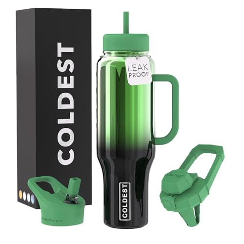 40 oz Stainless Steel Insulated Tumbler with Handle and Straw (3 Lids) L5500