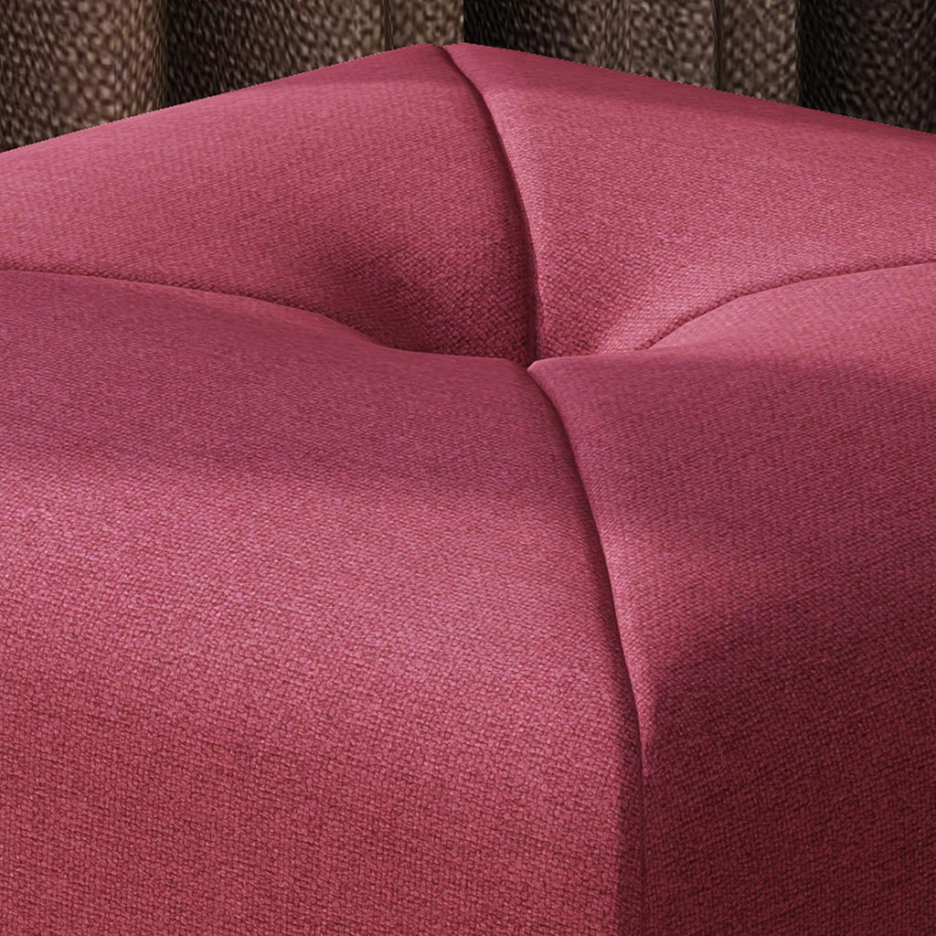 Deep Red Fabric Square Ottoman F912