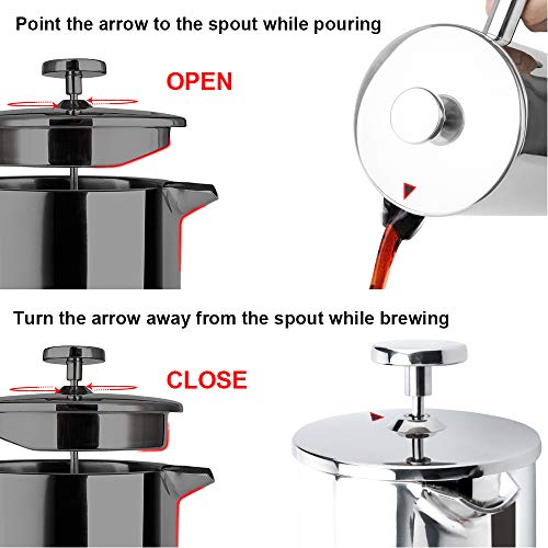 34oz Stainless Steel French Press Coffee Maker O312