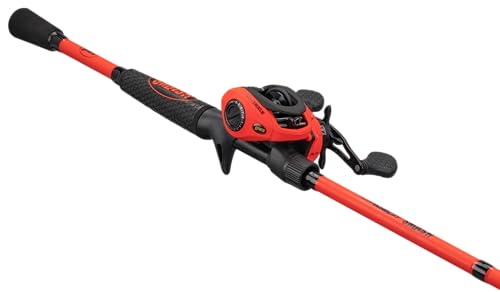 Fluorescent Red Baitcast Reel and Fishing Rod Combo H987412