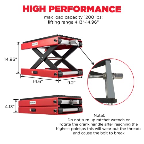 1200 LBS Steel Motorcycle Lift Scissor Jack with Wide Deck F774