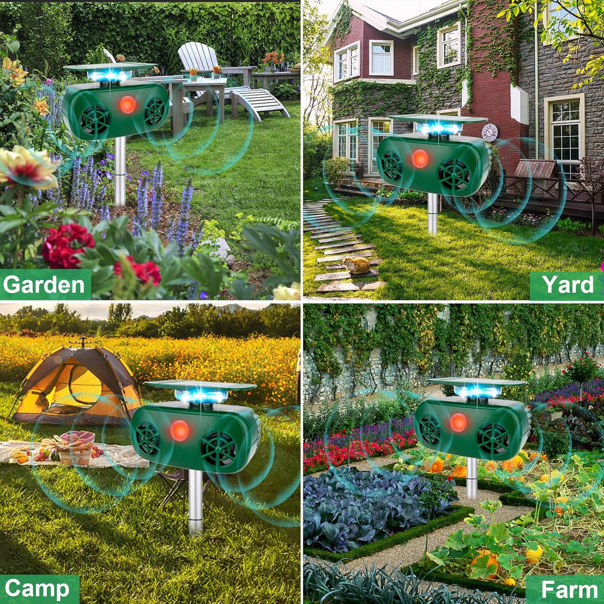 Ultrasonic Solar Powered Animal Repellent with Motion Sensor C2885