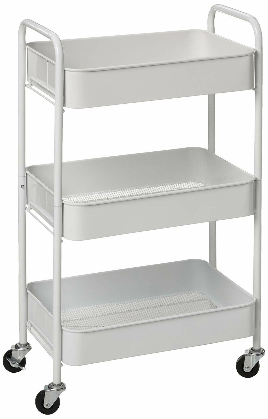 White 3-Tier Rolling Metal Utility Cart N906