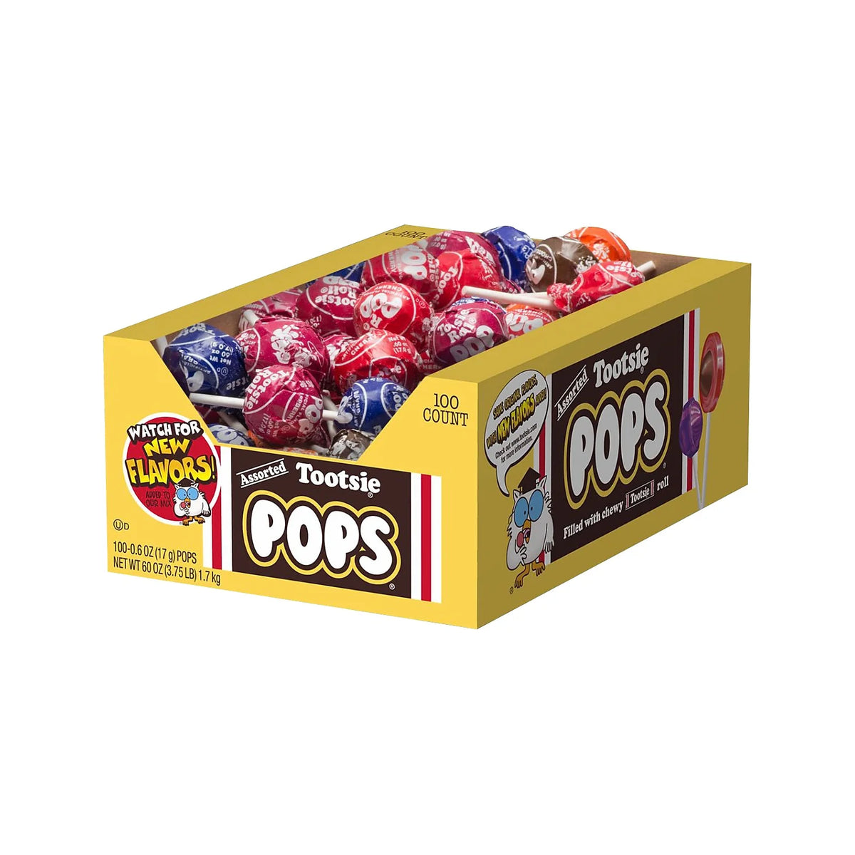 Assorted Flavors Tootsie Pops, 0.6 oz, 100/Box T274