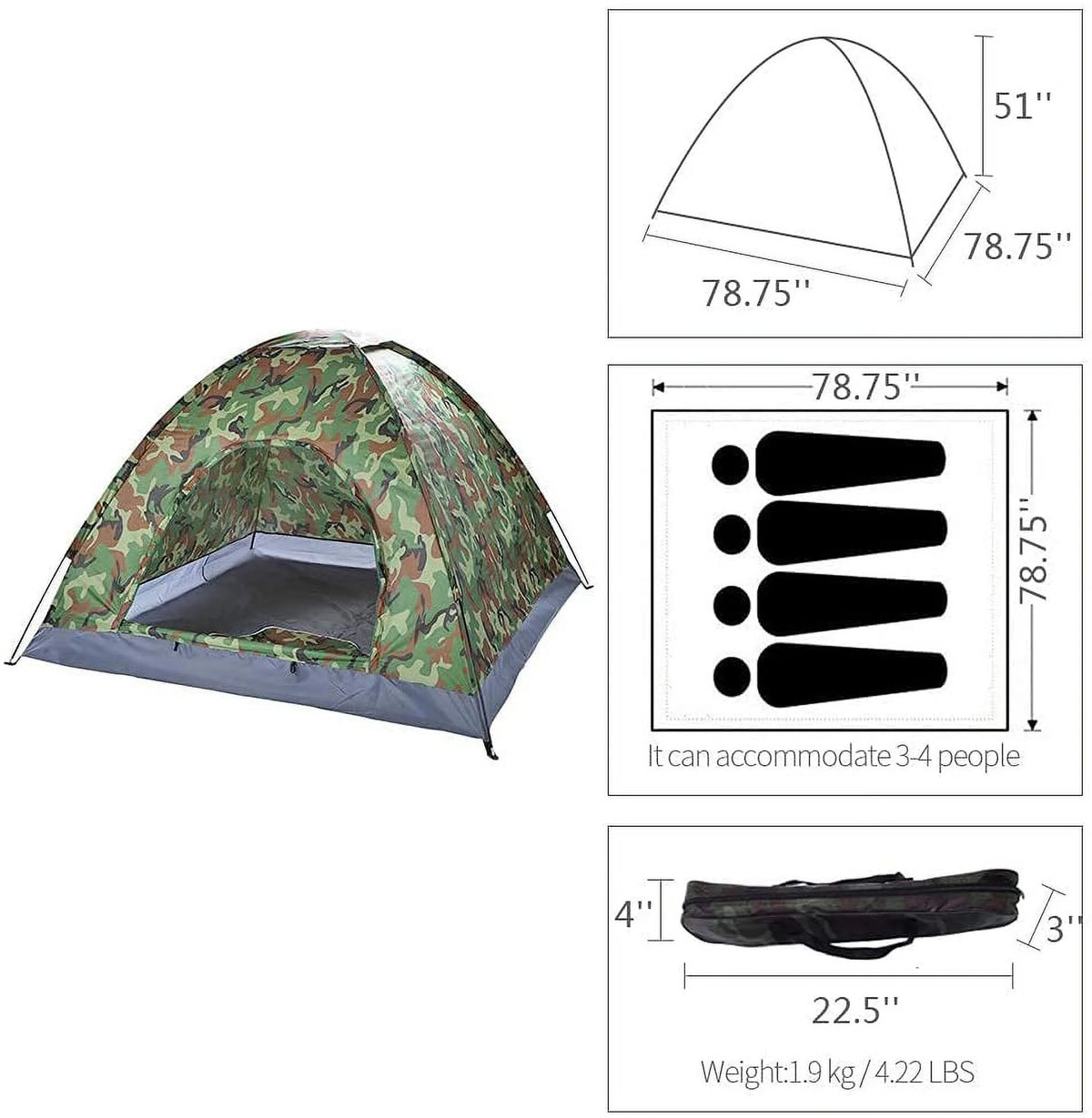 Outdoor Waterproof Camping 3-4 Person Tent M333