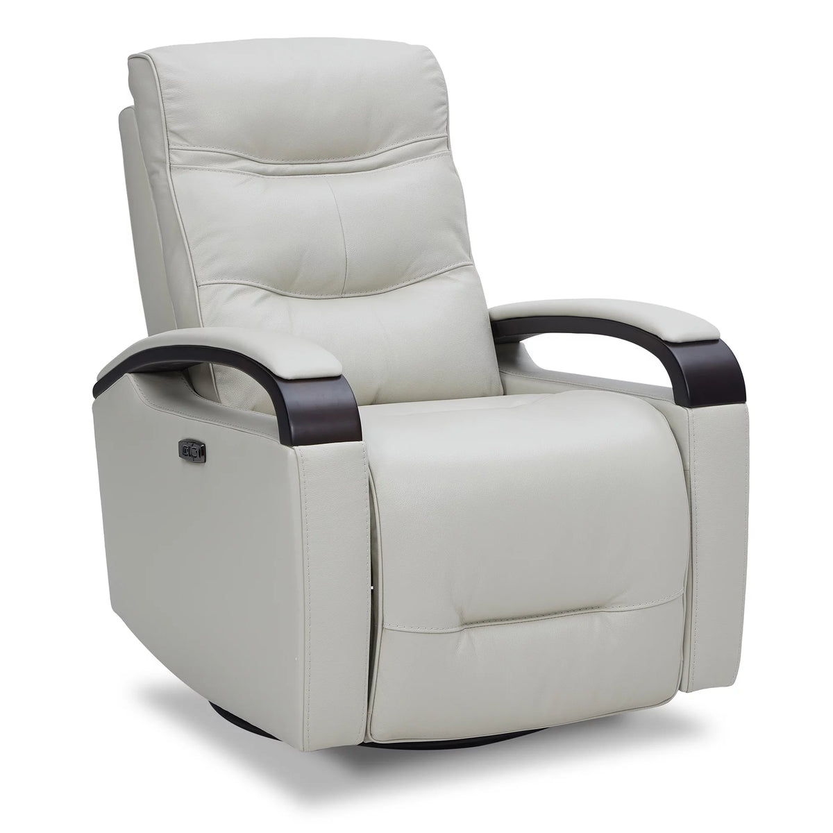 White Leather Power Swivel Glider Recliner Y30517