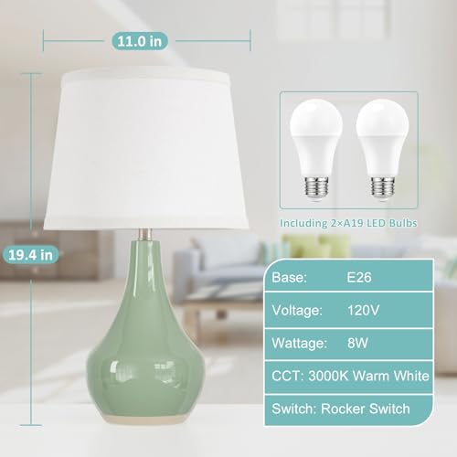 Modern Ceramic Table Lamps Set of 2 Grey Q642