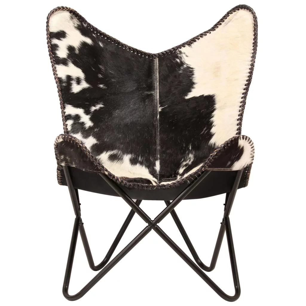 Black and White Genuine Goat Leather Butterfly Chair G55673