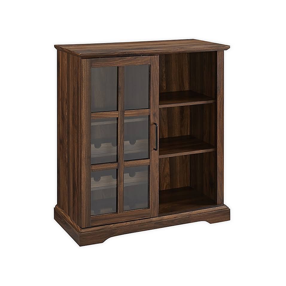Walnut Sliding Door Bar Cabinet P2714