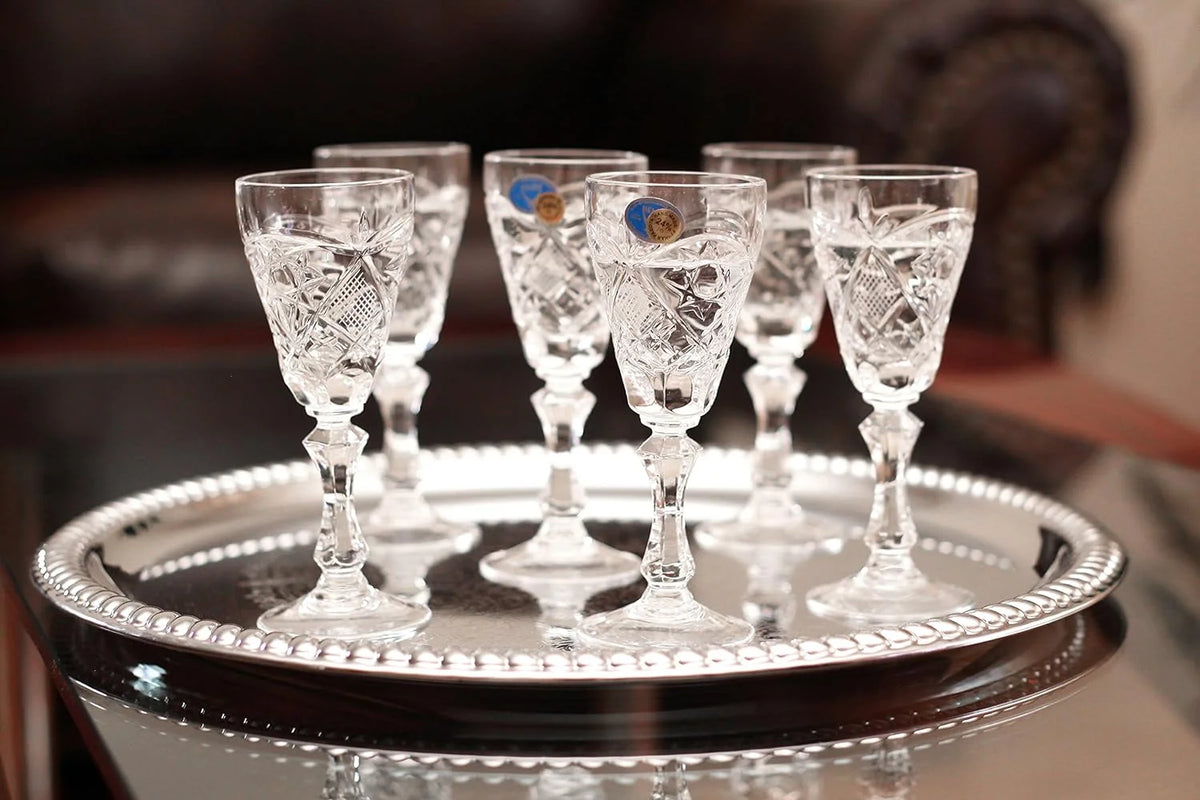 Set Of 6 2-Oz Hand Made Crystal Glasses Y73408