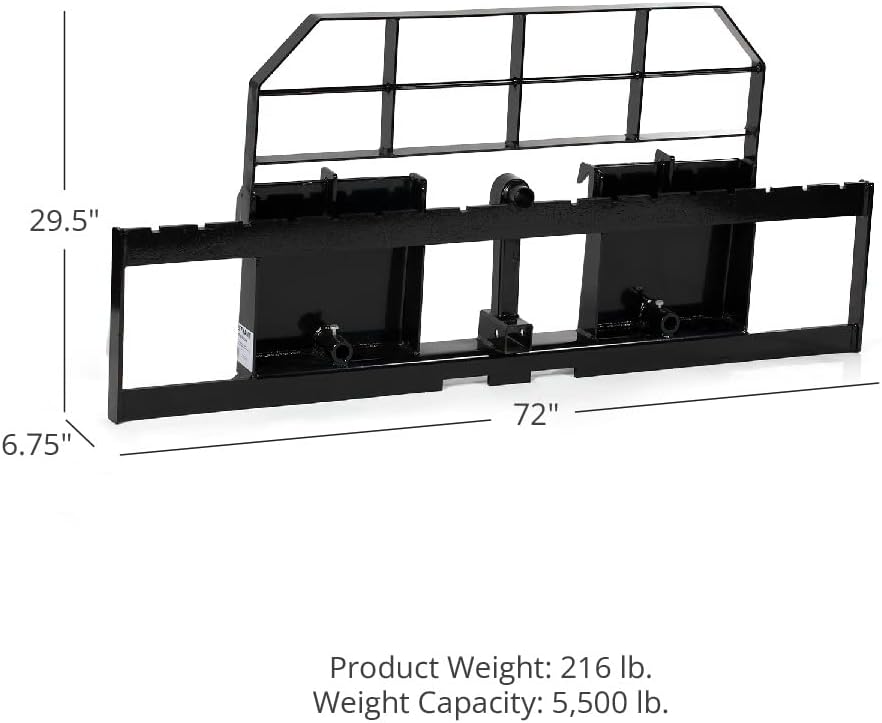 72-in Skid Steer Pallet Fork Frame Attachment, 5,500 LB Capacity S6733