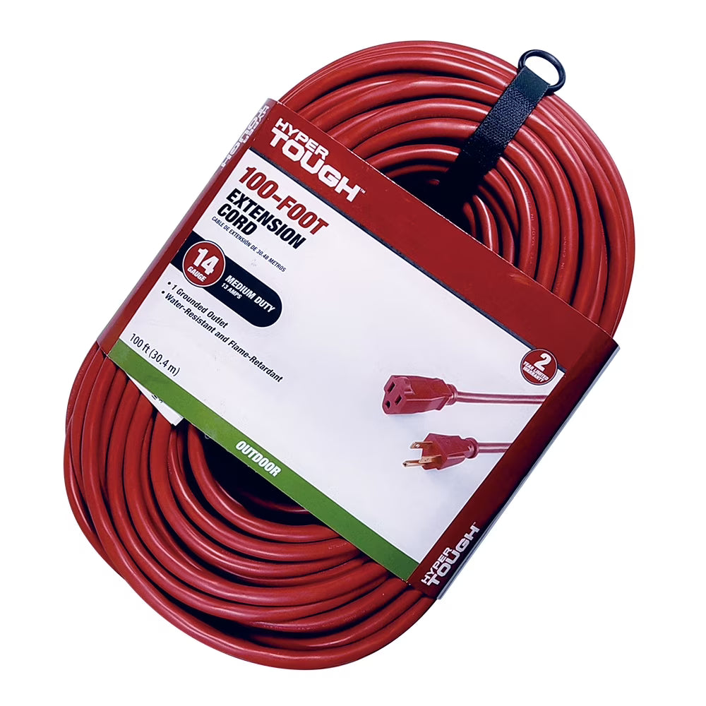 Red 100FT 14AWG 3 Prong Extension Cord H599